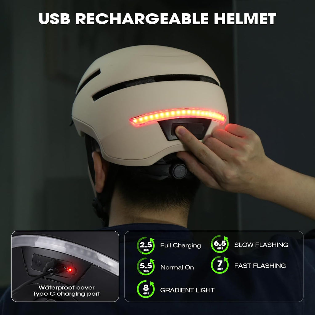 Bike Helmet with Turn Signals, NTA Certified up to 45Km/H, Bicycle Helmet for Men Women with USB Rechargeable Rear Light, Viser, Cycling Helmet for E-Bike & S-Pedelec,Scooter, Commuter, Adults