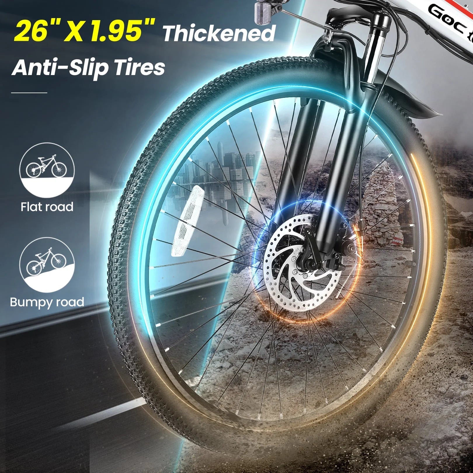 26" Folding Electric Bike for Adults, 750W Peak Motor 48V 7.8Ah Battery, 21 Speed Mountain Ebike, UL2849