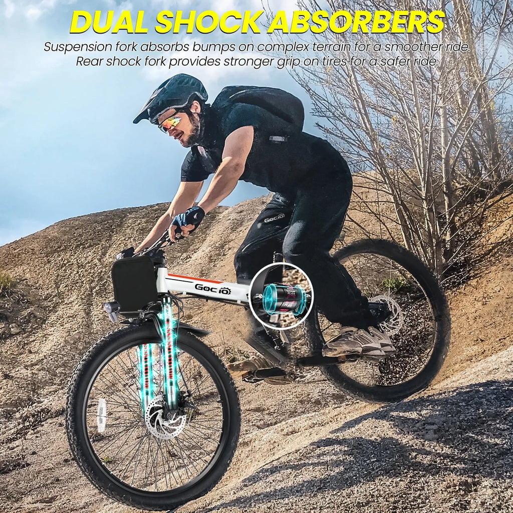 26" Folding Electric Bike for Adults, 750W Peak Motor 48V 7.8Ah Battery, 21 Speed Mountain Ebike, UL2849