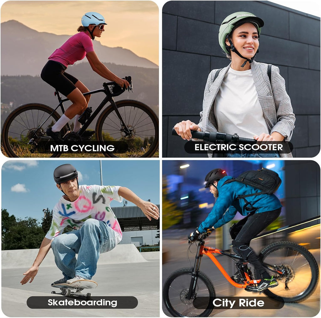 Bike Helmet with Turn Signals, NTA Certified up to 45Km/H, Bicycle Helmet for Men Women with USB Rechargeable Rear Light, Viser, Cycling Helmet for E-Bike & S-Pedelec,Scooter, Commuter, Adults