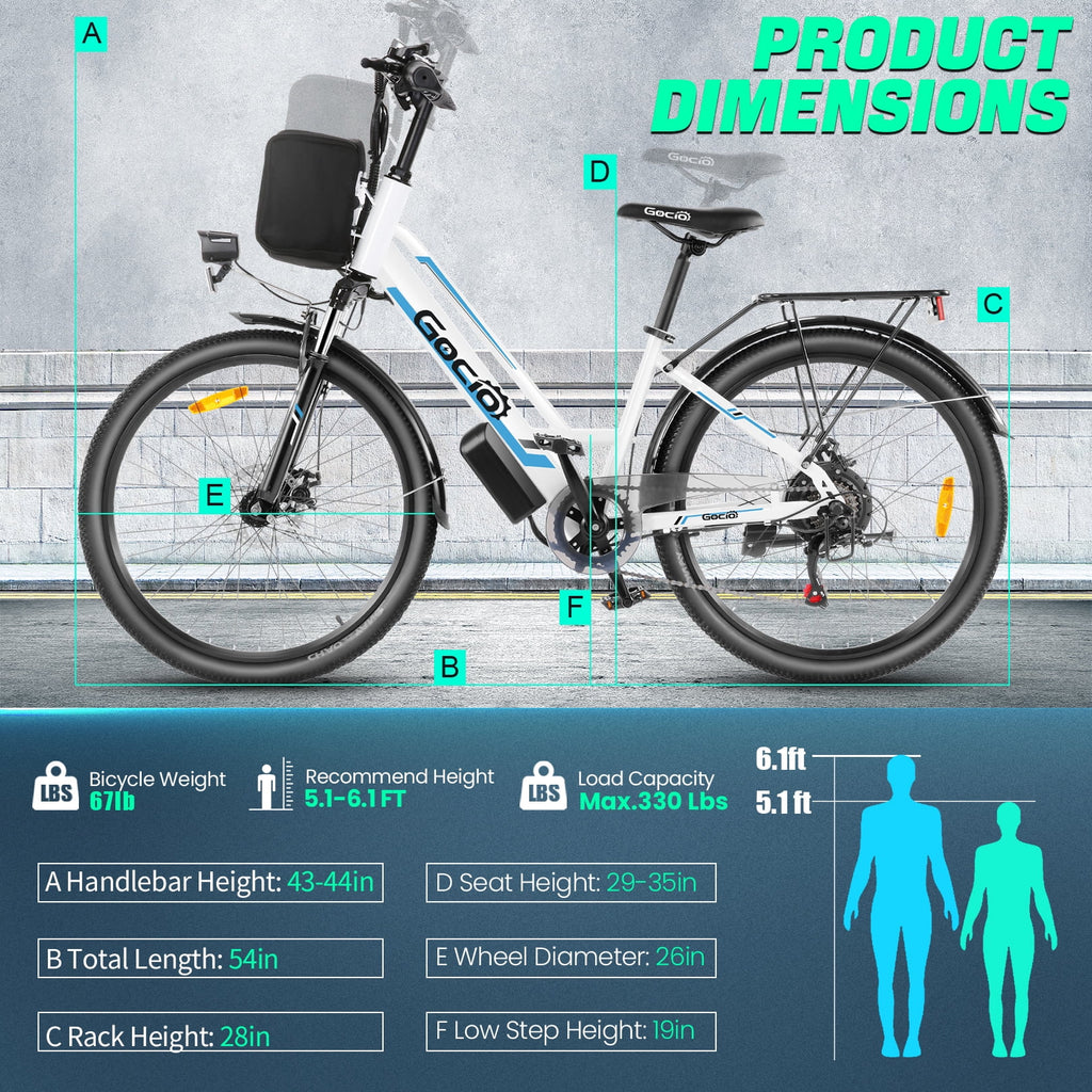 UL2849 Certified 26" Electric Bike for Adults, 750W Peak Motor, 48V 7.8Ah Battery, 19.8 Mph 7-Speed Commuter Ebike with Disc Brakes