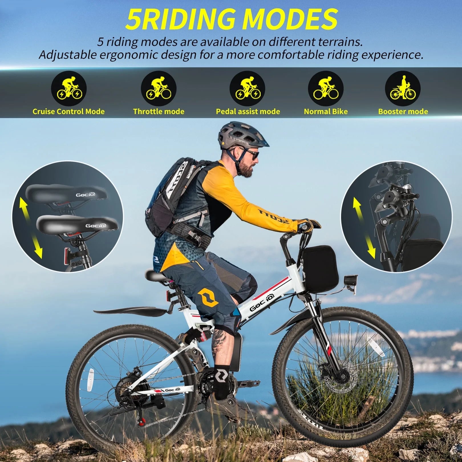 26" Folding Electric Bike for Adults, 750W Peak Motor 48V 7.8Ah Battery, 21 Speed Mountain Ebike, UL2849
