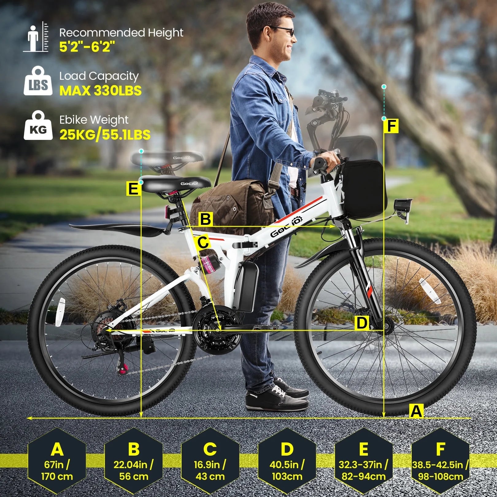 26" Folding Electric Bike for Adults, 750W Peak Motor 48V 7.8Ah Battery, 21 Speed Mountain Ebike, UL2849