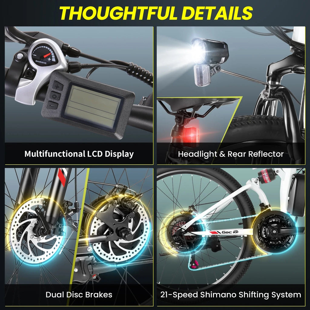 26" Folding Electric Bike for Adults, 750W Peak Motor 48V 7.8Ah Battery, 21 Speed Mountain Ebike, UL2849