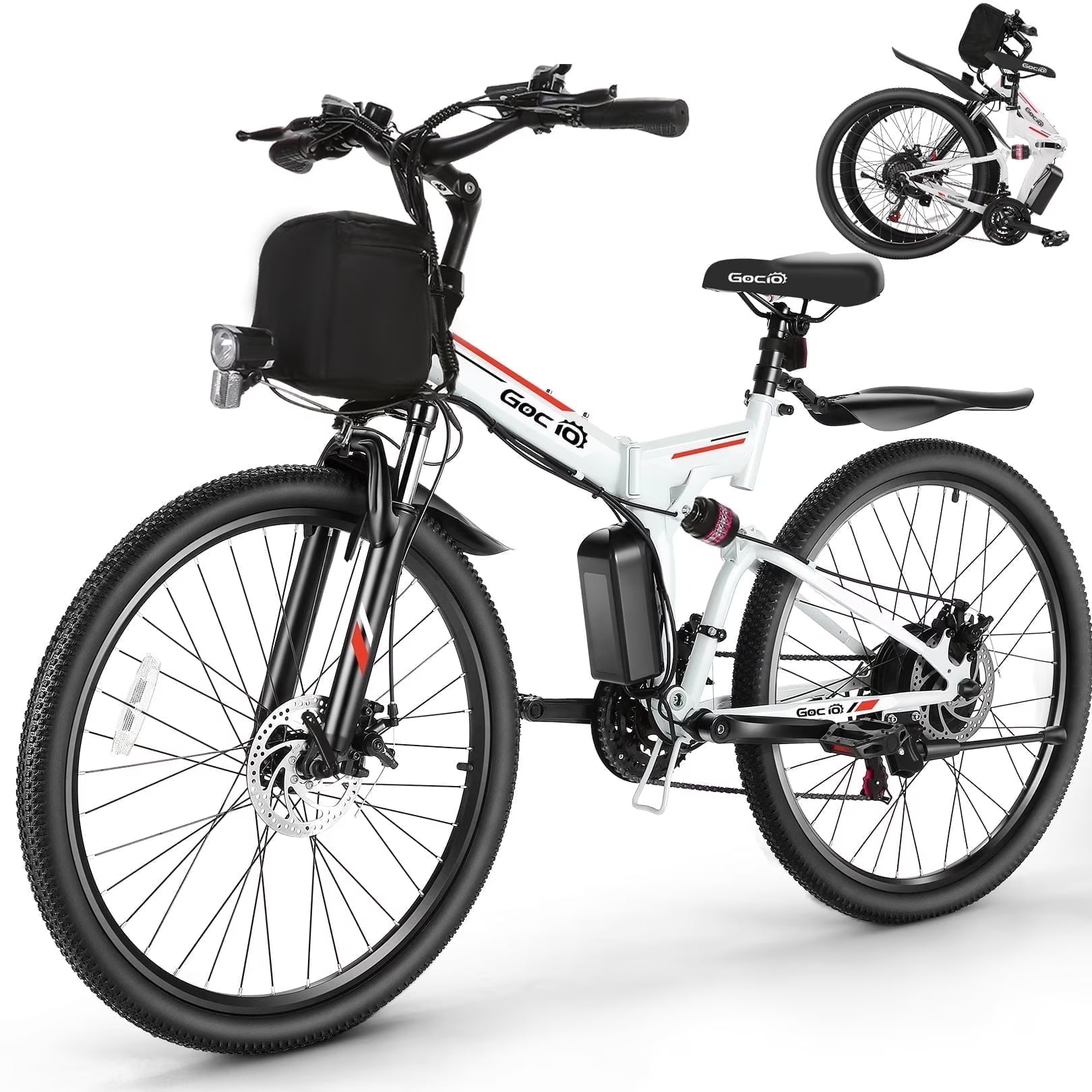 26" Folding Electric Bike for Adults, 750W Peak Motor 48V 7.8Ah Battery, 21 Speed Mountain Ebike, UL2849