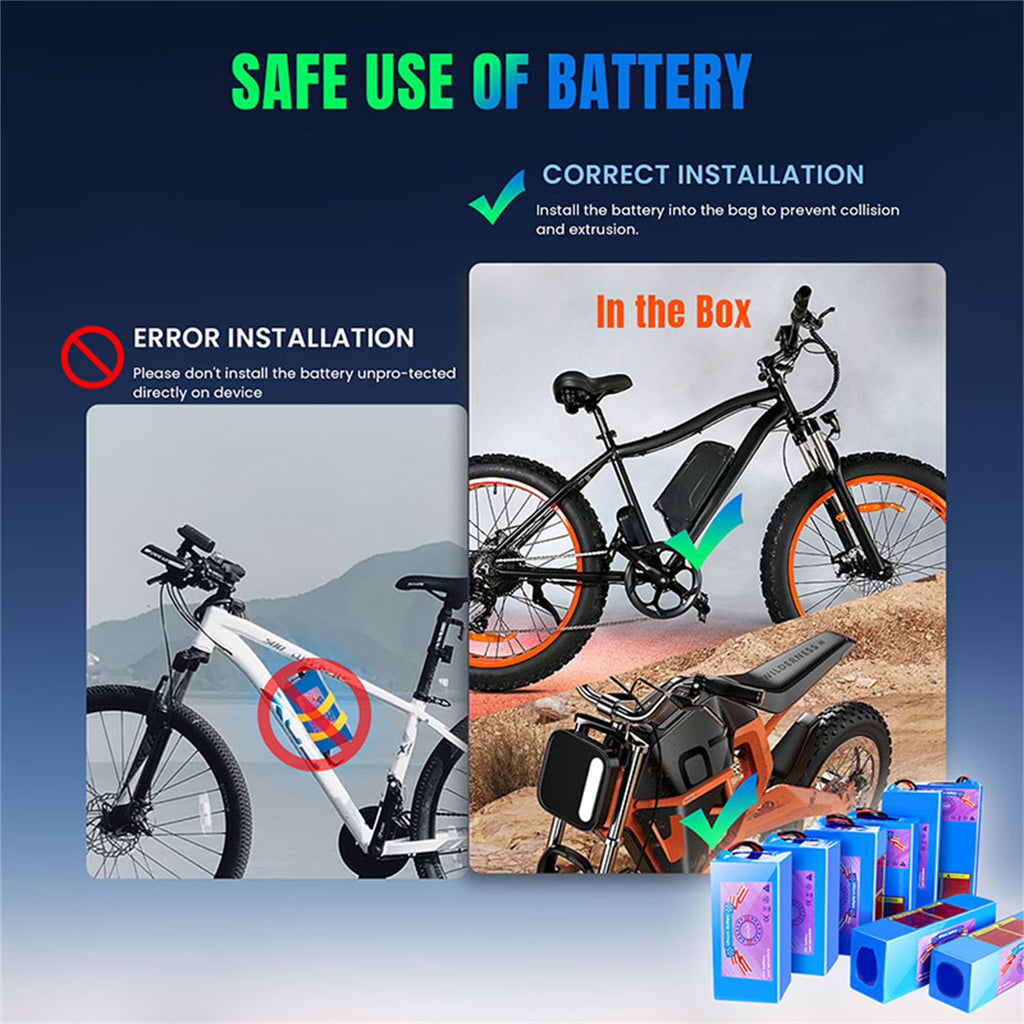 48V 8Ah Ebike Battery 48V Lithium Battery 30A BMS with Charger 48V Battery for 750W Electric Bike Motorcycle
