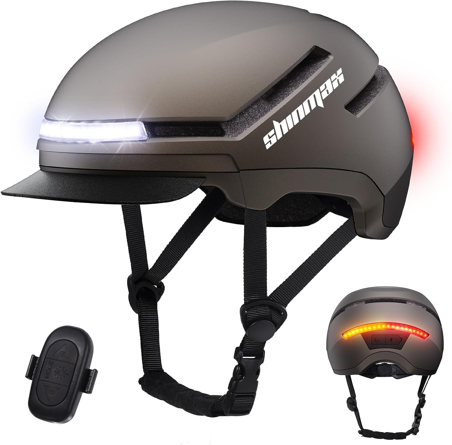Bike Helmet with Turn Signals, NTA Certified up to 45Km/H, Bicycle Helmet for Men Women with USB Rechargeable Rear Light, Viser, Cycling Helmet for E-Bike & S-Pedelec,Scooter, Commuter, Adults