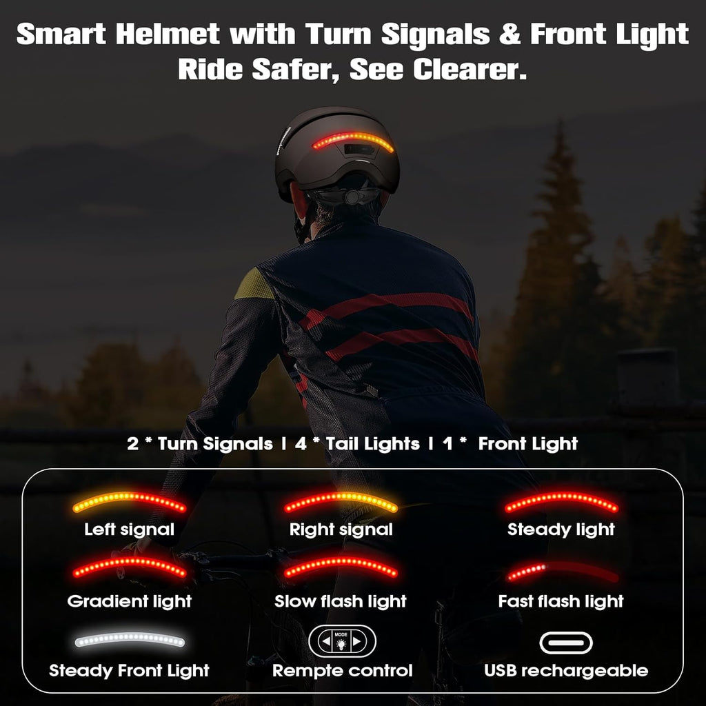 Bike Helmet with Turn Signals, NTA Certified up to 45Km/H, Bicycle Helmet for Men Women with USB Rechargeable Rear Light, Viser, Cycling Helmet for E-Bike & S-Pedelec,Scooter, Commuter, Adults