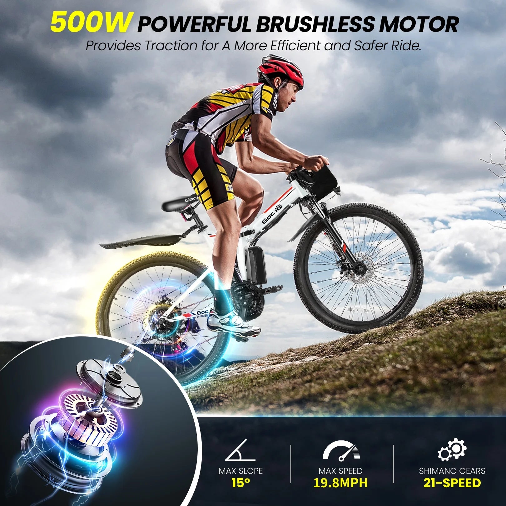 26" Folding Electric Bike for Adults, 750W Peak Motor 48V 7.8Ah Battery, 21 Speed Mountain Ebike, UL2849