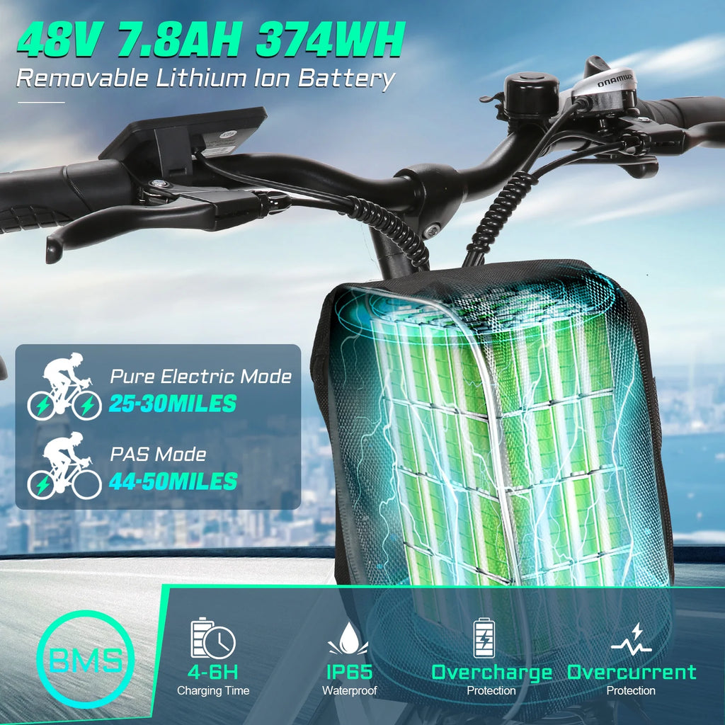 UL2849 Certified 26" Electric Bike for Adults, 750W Peak Motor, 48V 7.8Ah Battery, 19.8 Mph 7-Speed Commuter Ebike with Disc Brakes